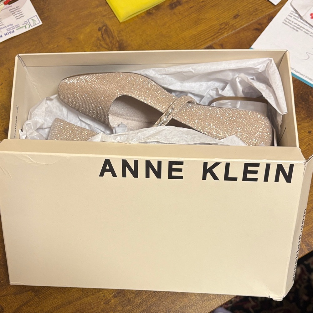Anne Klein Sparkling Beige Mary Jane Heels